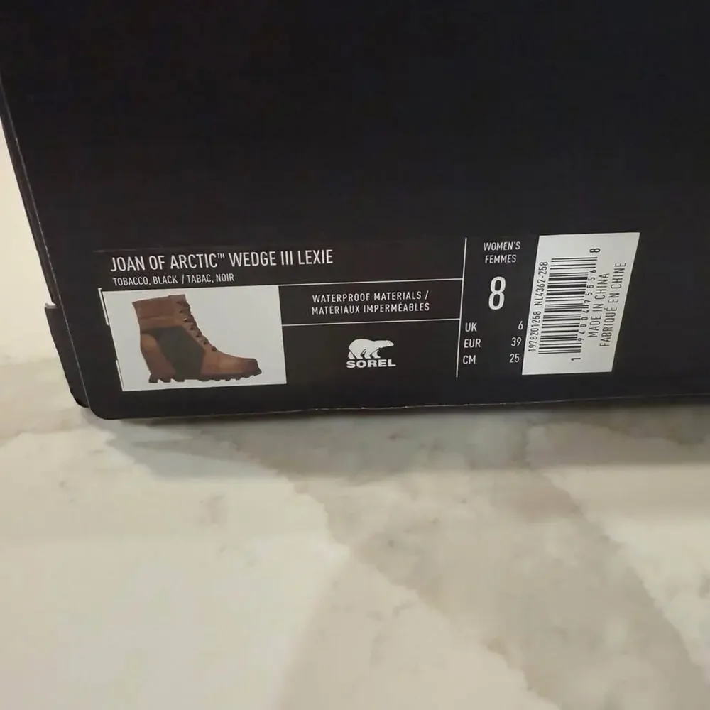 Sorel NWT Joan of Arctic Wedge III Lexie Boots Womens 8 Brown/Black Ankle Bootie - Picture 8 of 9